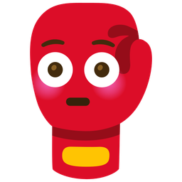 boxing glove and flushed face