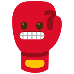 boxing glove and grimacing face