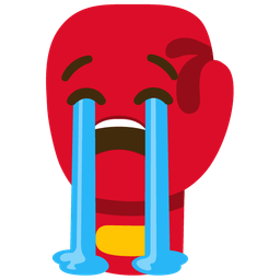 boxing glove and loudly crying face