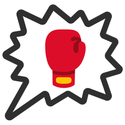 boxing glove and right anger bubble