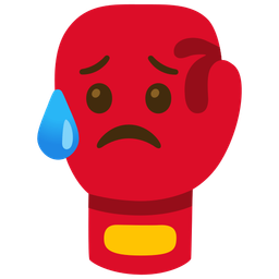 boxing glove and sad but relieved face