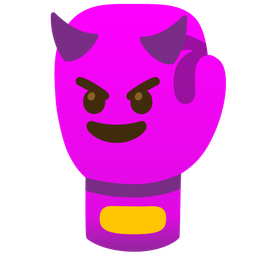 boxing glove and smiling face with horns