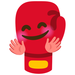 Boxing glove and Smiling face with open hands