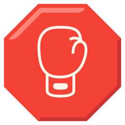 boxing glove and stop sign