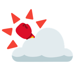 boxing glove and sun behind cloud