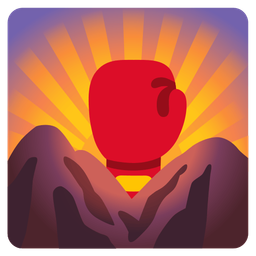 boxing glove and sunrise over mountains