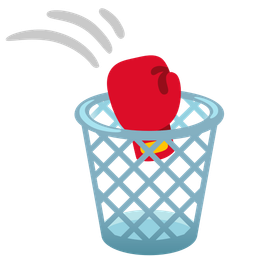 boxing glove and wastebasket