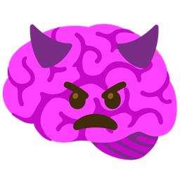 brain and angry face with horns