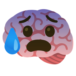 brain and anxious face with sweat