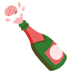 brain and bottle with popping cork