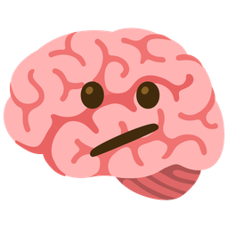brain and face with diagonal mouth