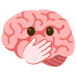brain and face with open eyes and hand over mouth