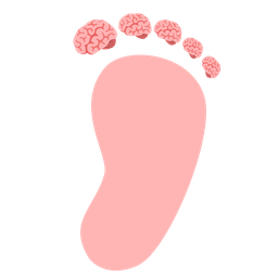 brain and footprints