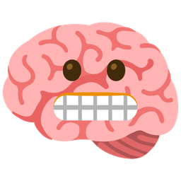 brain and grimacing face