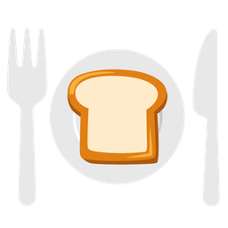 bread and fork and knife with plate
