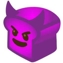 bread and smiling face with horns