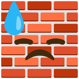 Brick and Downcast face with sweat