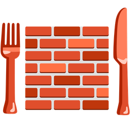 Brick and Fork and knife with plate