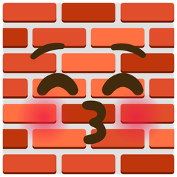 Brick and Kissing face with closed eyes