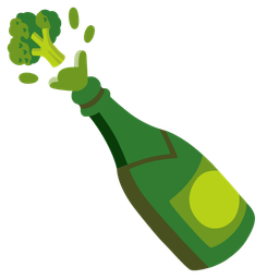broccoli and bottle with popping cork