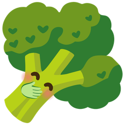 broccoli and face with hand over mouth