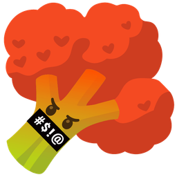 broccoli and face with symbols on mouth