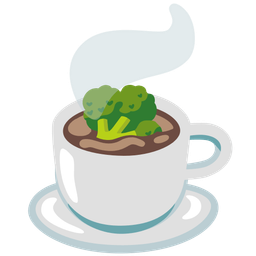 broccoli and hot beverage