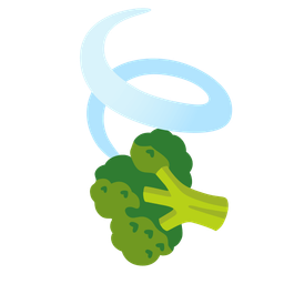 broccoli and leaf fluttering in wind