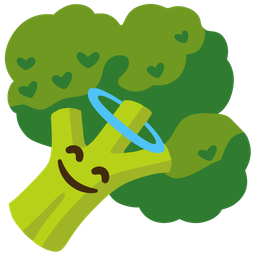 Broccoli and Smiling face with halo