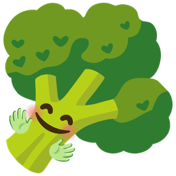 Broccoli and Smiling face with open hands