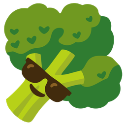 broccoli and smiling face with sunglasses
