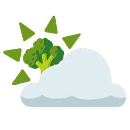 broccoli and sun behind cloud