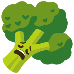 broccoli and weary face