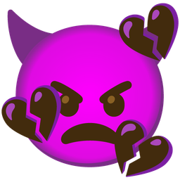 broken heart and angry face with horns