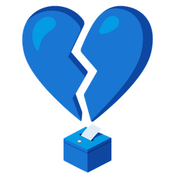broken heart and ballot box with ballot