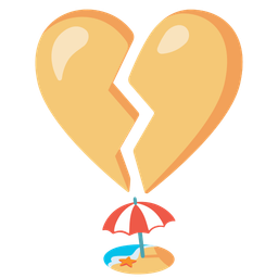 broken heart and beach with umbrella