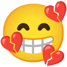 Broken heart and Beaming face with smiling eyes