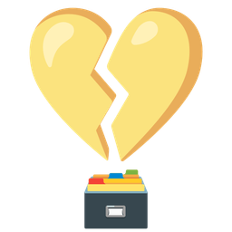 broken heart and card file box