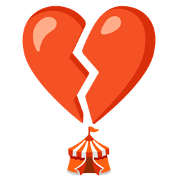 broken heart and circus tent
