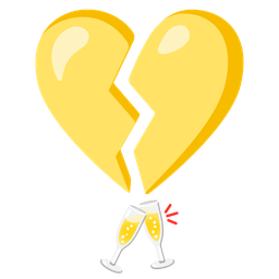 broken heart and clinking glasses