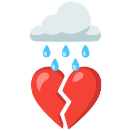 broken heart and cloud with rain