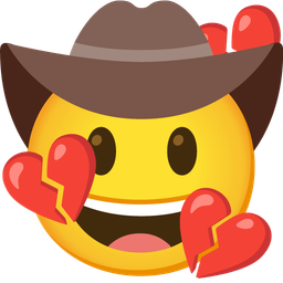 broken heart and cowboy hat face