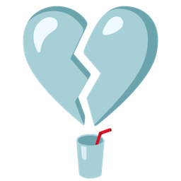 broken heart and cup with straw