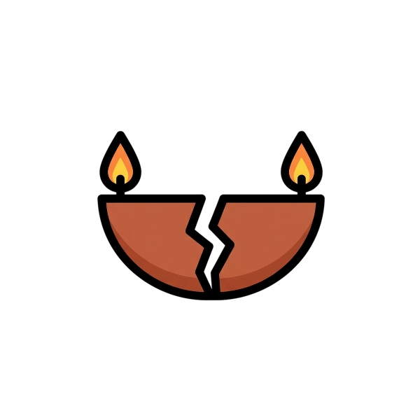 Broken heart and Diya lamp
