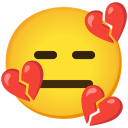 broken heart and expressionless face