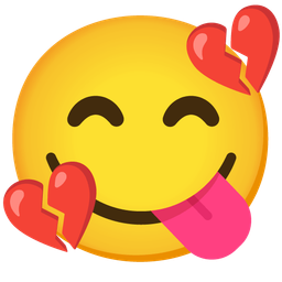 Broken heart and Face savoring food