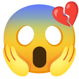 broken heart and face screaming in fear