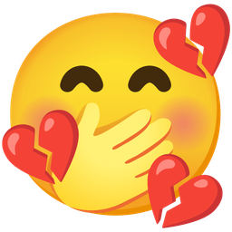 broken heart and face with hand over mouth