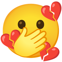 broken heart and face with open eyes and hand over mouth