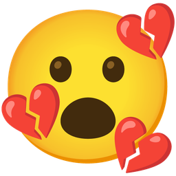 broken heart and face with open mouth